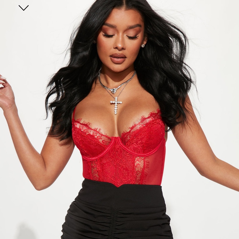 Red lace teddy bodysuit